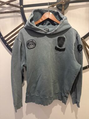 Diesel Men's Slate Hoodie with Embroidered Patches